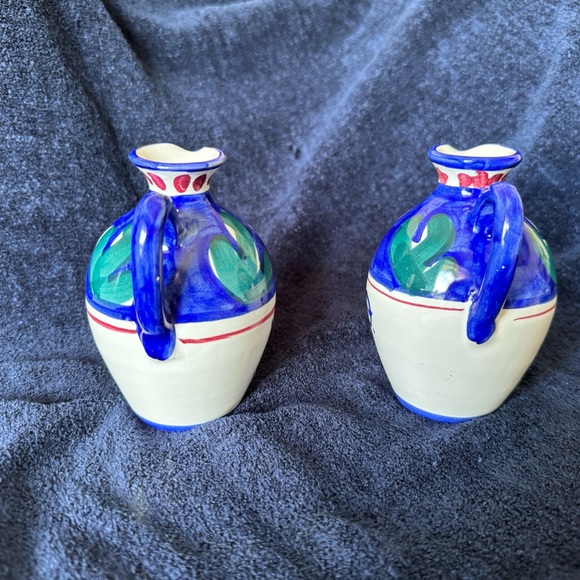 Solimene Vietri Italy Campagna Pesce Fish patterns, blue oil, and vinegar set - Picture 3 of 5